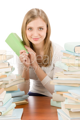 Student teenager woman with books