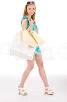 Shopping teenager happy woman in summer dress