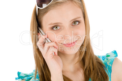 Teenager woman with mobile phone in summer