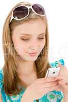 Teenager woman with mobile phone in summer