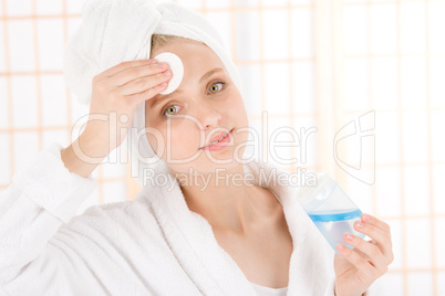 Acne facial care teenager woman clean skin