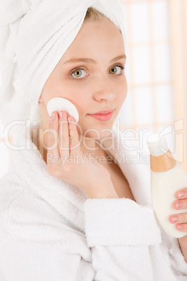 Acne facial care teenager woman clean skin