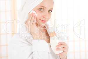 Acne facial care teenager woman clean skin