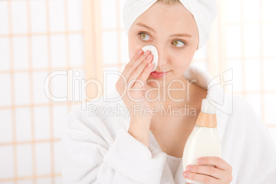 Acne facial care teenager woman clean skin