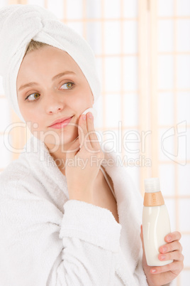 Acne facial care teenager woman clean skin