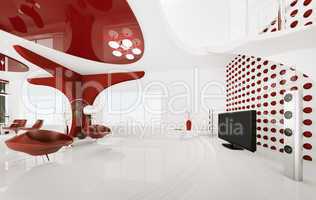 Modern interior of living room 3d render