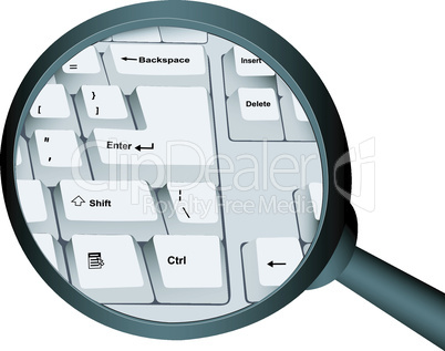 Part of the keyboard and magnifier