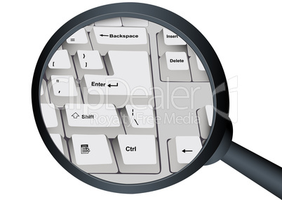 Part of the keyboard and magnifier