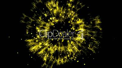 yellow explosion particle in space.fireworks,flash,glow,jet,light,rockets,shells,spark,