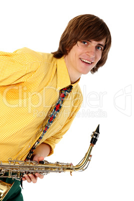 Man with a sax musical instrument