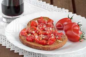 tomato bread and wine