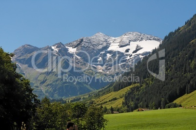Snow peak of Grossglockner mountain, in Hohe  Tauern national park, in Austria