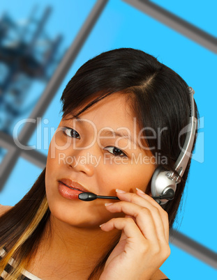 Telephone Operator With Communications Tower Background