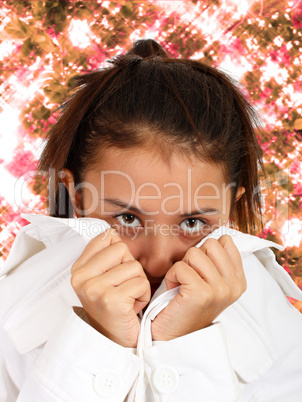 Pretty Girl With Sparkling Flowers Background