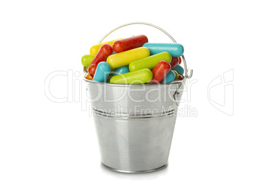 Colored candy in the bucket