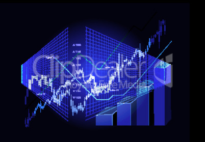 Stock market graphs background on black. Vector illustration