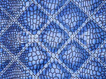Blue Alligator skin with stitched rectangles