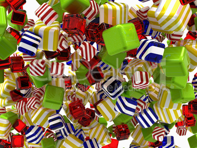 Colorful Abstract cubic shapes or bonbons isolated