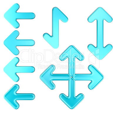 Cyan arrows set isolated