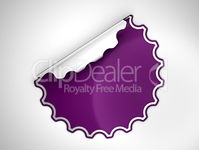 Purple round bent sticker or label