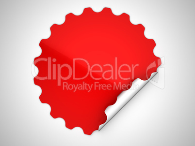 Red round bent sticker or label