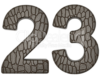Alligator skin font 2 3 digits isolated