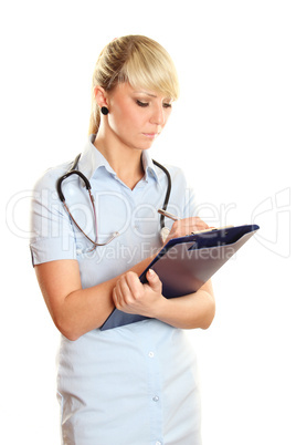 Close-up of a female doctor smiling with