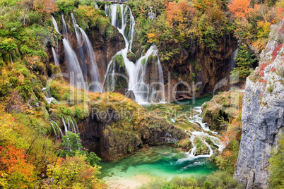 Waterfalls in Autumn Scenery
