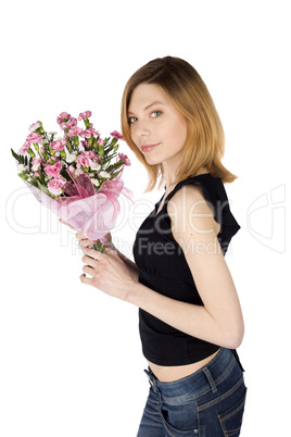 Casual Woman with Flowers
