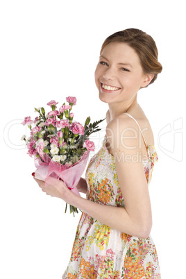 Happy Woman with Flowers Happy Woman with Flowers