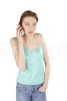Casual Woman Listen on Cellphone