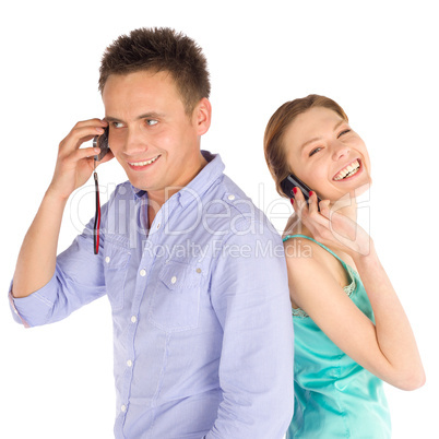 Joyful Couple Talking on the Phone