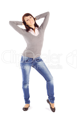 Casual Happy Young Woman in Relaxed Pose