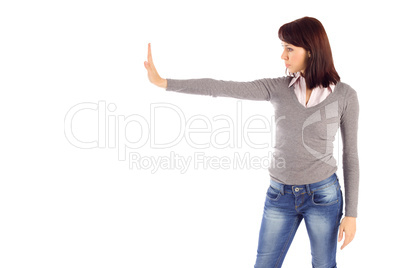 Young Woman Doing Stop Gesture