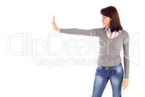 Young Woman Doing Stop Gesture