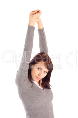 Sleepy Woman Stretching Out Her Arms