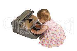 Baby Girl with Typewriter