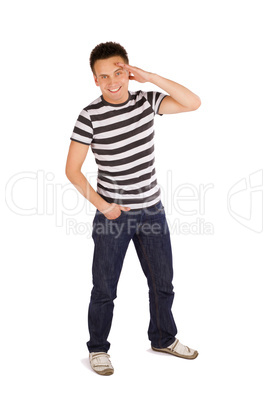 Smiling Relaxed Man Saluting