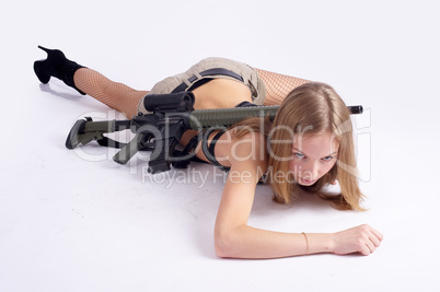 Pretty woman with rifle