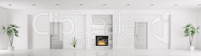 Modern white interior panorama 3d render