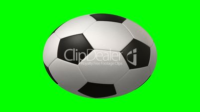 rotating soccer ball on green background
