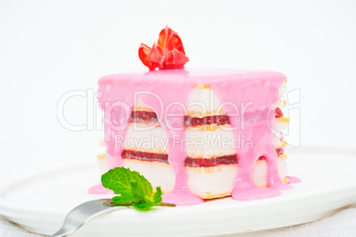 Small cakes with a pink icing