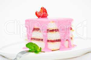 Small cakes with a pink icing