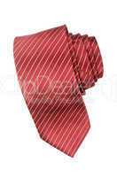 Striped red and white tie