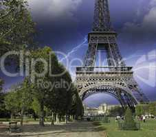Thunderstorm approaching Eiffel Tower, Paris