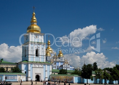 St. Michael`s Golden-Domed Monastery in Kiev, Ukraine in bright summer day