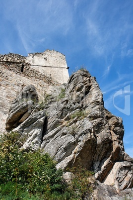 Ruins of an ancient castle on the rock