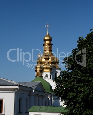 Golden domes of Kiev Pechersk Lavra Monastery in Kiev, Ukraine