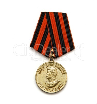 Old Soviet Medal for the Victory over Germany  with Stalin