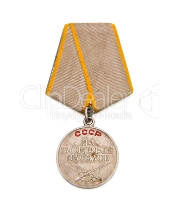 Old Soviet Medal for Combat Service on white background